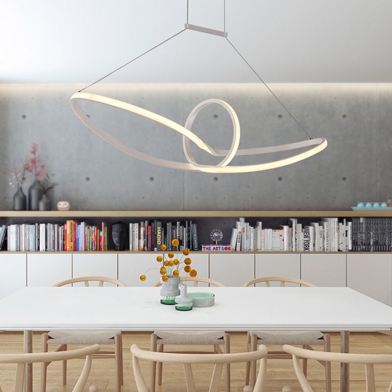 White Knot Ceiling Pendant Minimalist LED Slim Acrylic Chandelier Lamp in Warm/White/Natural Light