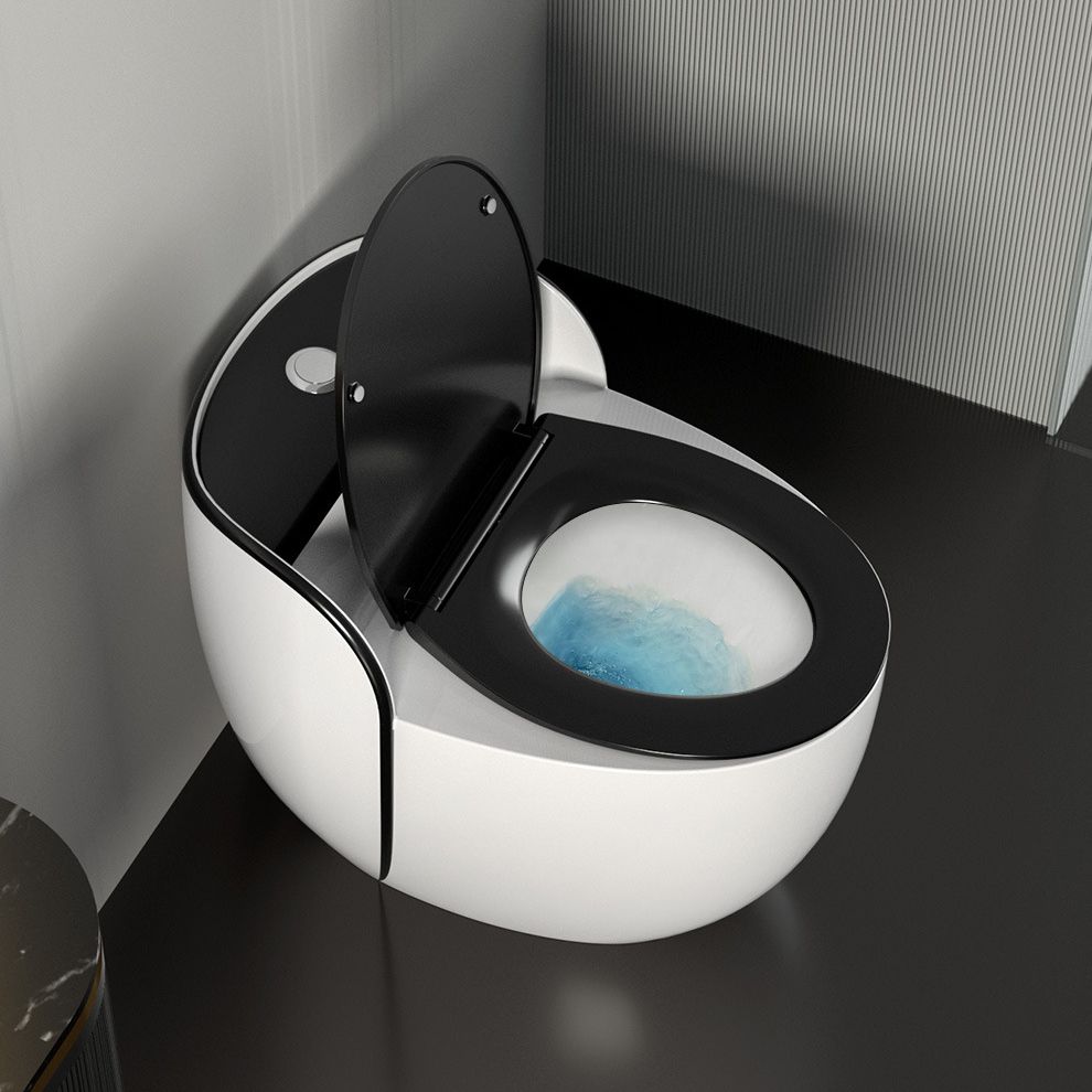 Modern Flush Toilet Ceramic Round-Front One-Piece Toilet with Slow Close Seat