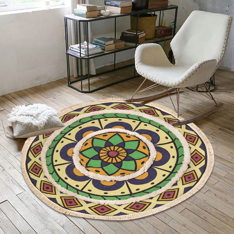 Chique bloemen binnen tapijt multi -gekleurde boho tapijt katoen wasbaar tapijt van woonkamer