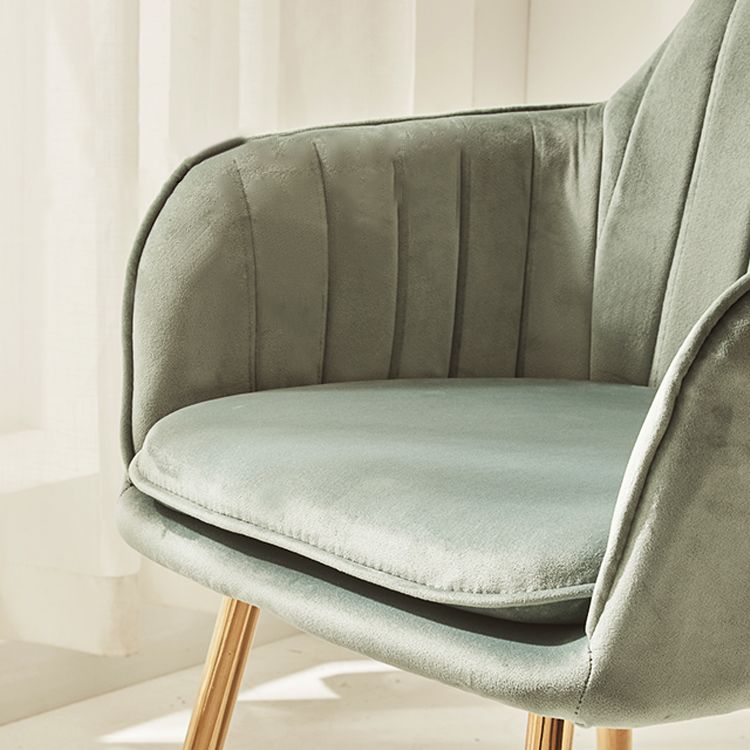Scandinavian Style Dining Chair Metal Home Cushioned Solid Back Chair with Arm