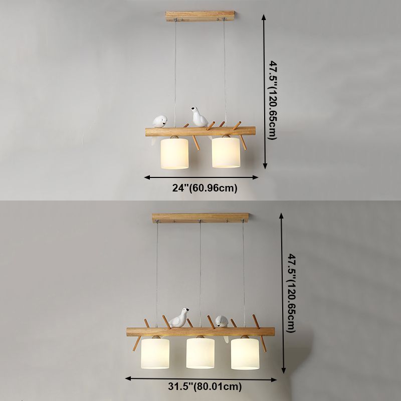 Zeitgenössische Anhängerleuchten Zylinder Hängende Lichter weißes Glas für Kücheninsel
