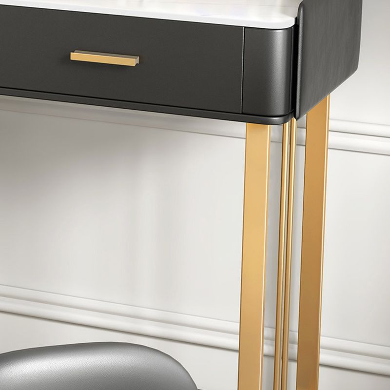 Black/White Make-up Vanity Luxurious Stone Top Dressing Table