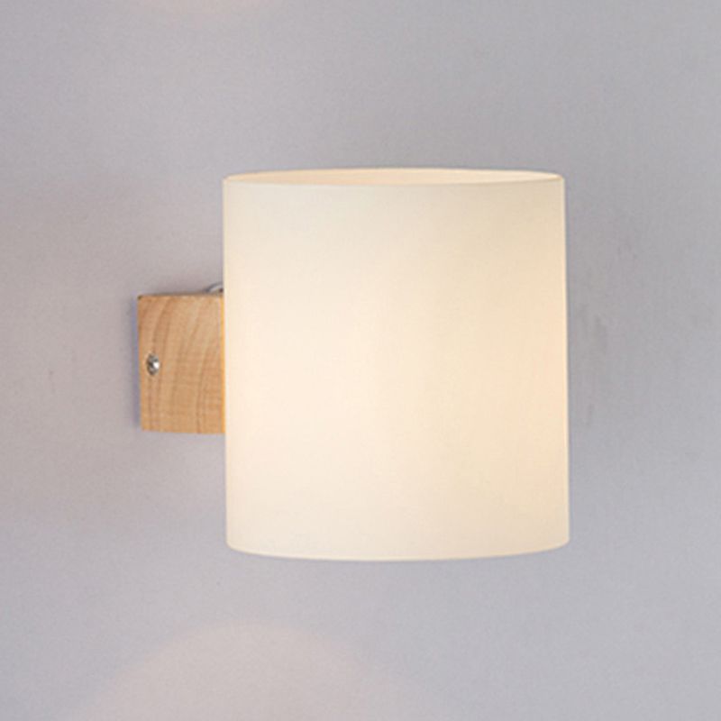 Nordic Wall Sconce Cylinder Wall Light Fixture with Wood for Bedroom