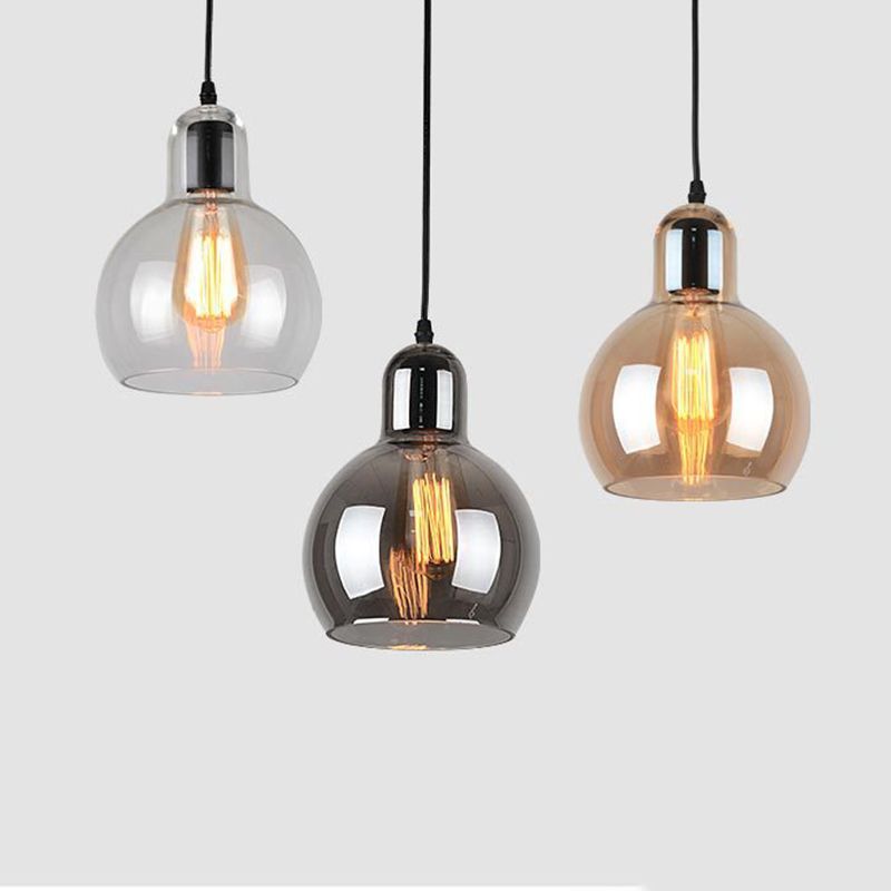 Glass Black Pendant Light in Modern Creative Style Aluminium Globe Hanging Lamp for Interior Spaces