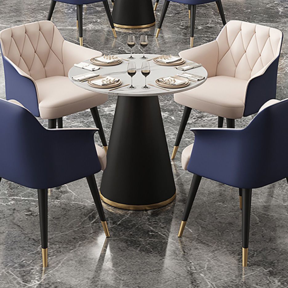 Modern Style Dining Table Sintered Stone Table with Metal Base for Dining Room