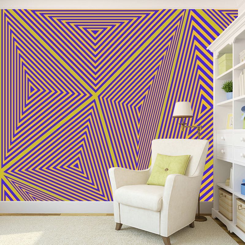 Birght Color Geometry Murals Illustration Mildew Resistant Wall Murals for Home