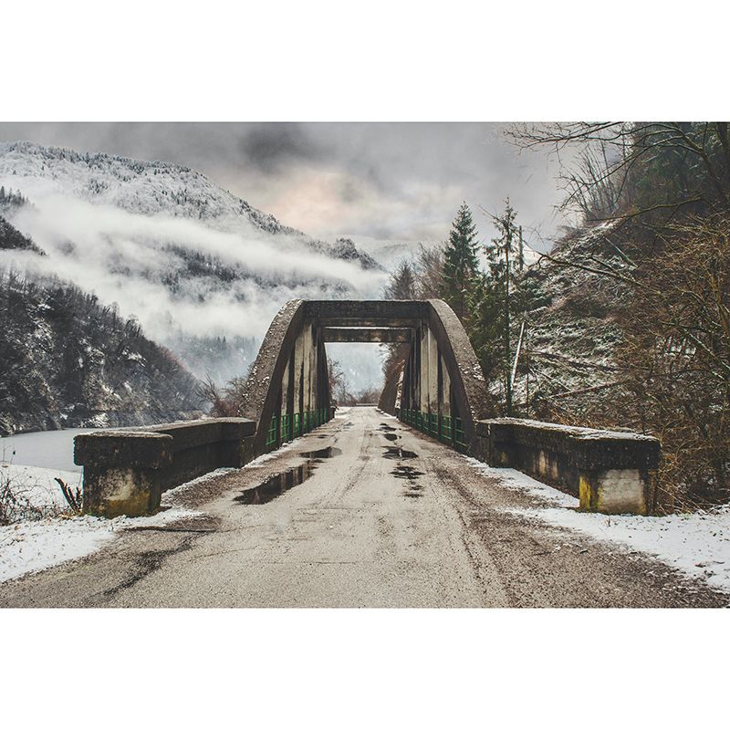 Photography Stain Resistant Mural Wallpaper Wooden Bridge Sleeping Room Wall Mural