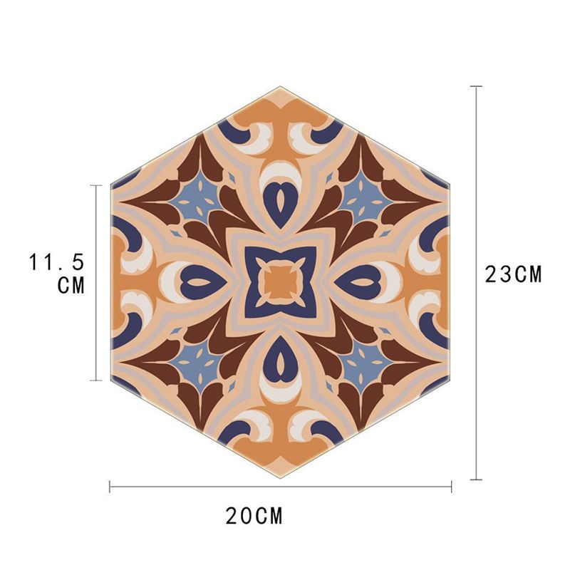 Boho Floral Wallpaper Panel Set PVC Peel and Stick Orange-Blue Wall Decor for Home