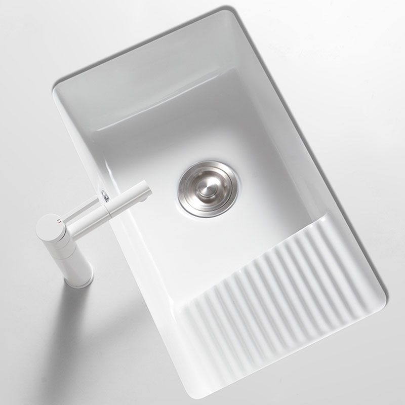 Traditional Undermount Vanity Sink Porcelain Rectangular with Overflow Basin Sink