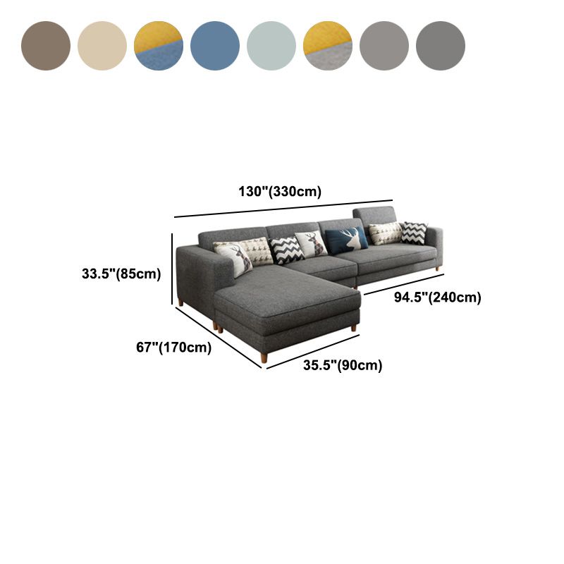 129.92" L Linen Washable Sectional Square Arm Sectional for Living Room