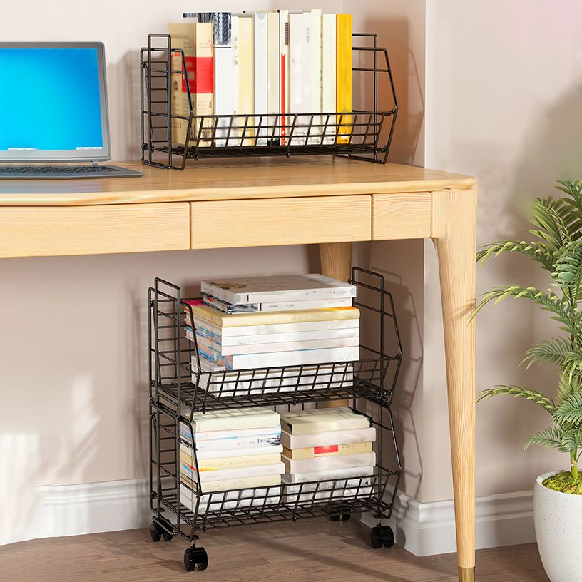 10.43"W Bookshelf Contemporary Style Bookcase for Study Room Office with Casters