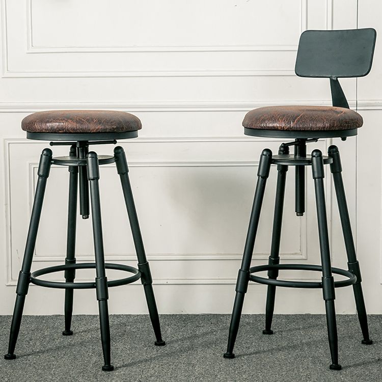 Industrial Armless Rotatable Counter Stool Iron Bar Stool with Pedal