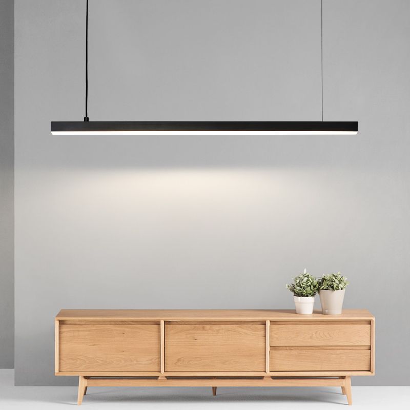 Black Copper Island Lighting Fixtures Modern 1-Light Linear Restaurant LED Suspension Lamp