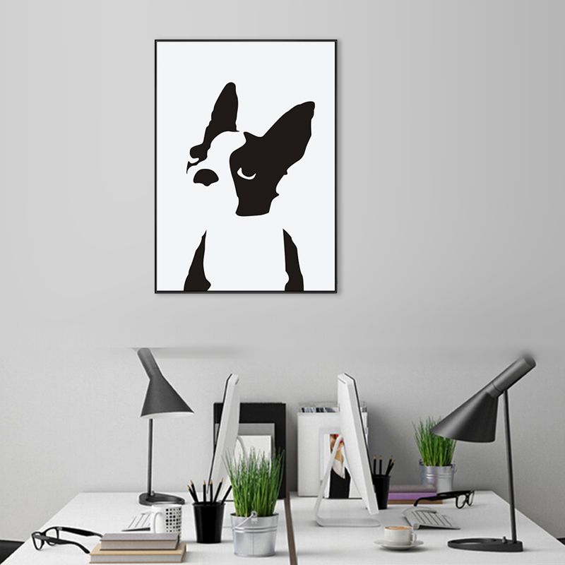 Kids Style Bulldog Art Canvas White Domesticated Animal Painting, Multiple Sizes Available