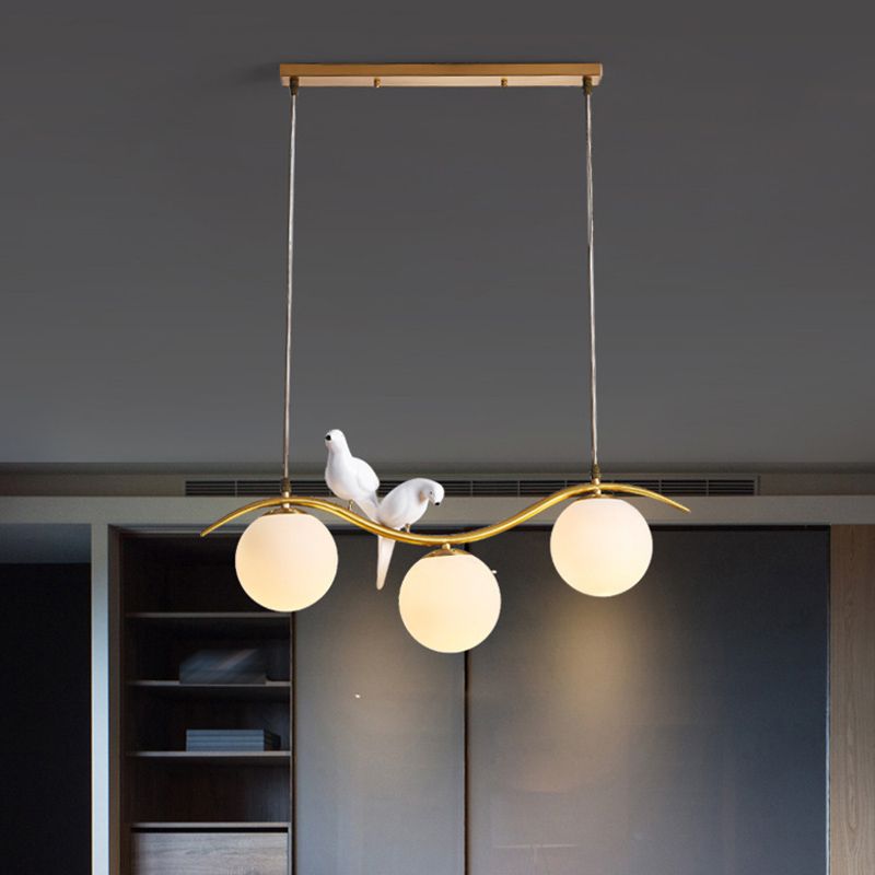 Industrial Style Globe Shape Island Lights Metal 3/4 Lights Pendant Light in Gold