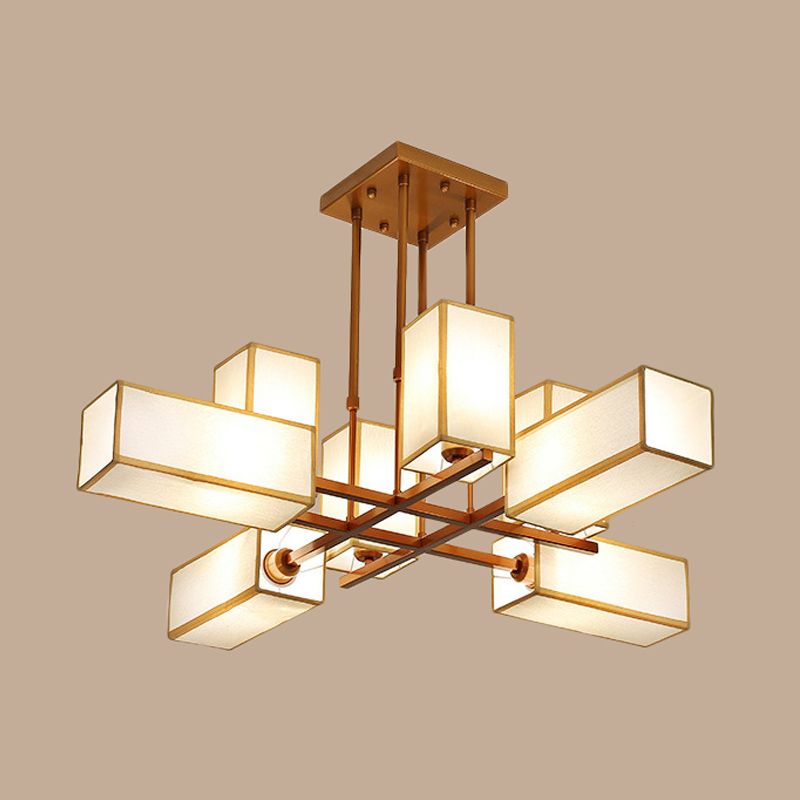 Traditional Rectangle Semi Flush Mount 8/10/12 Lights Metallic Ceiling Lighting in Black/Brass