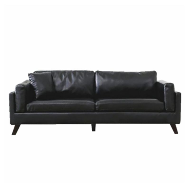 Faux Leather Sofa Modern 25.98" H Cushions Couch in Black/Brown