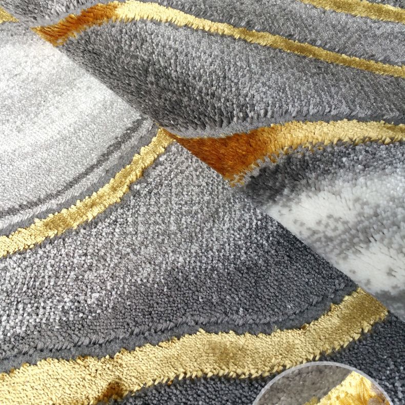 Grey Modern Rug Polyester Abstract Pattern Area Carpet Stain Resistant Area Rug for Home Decor