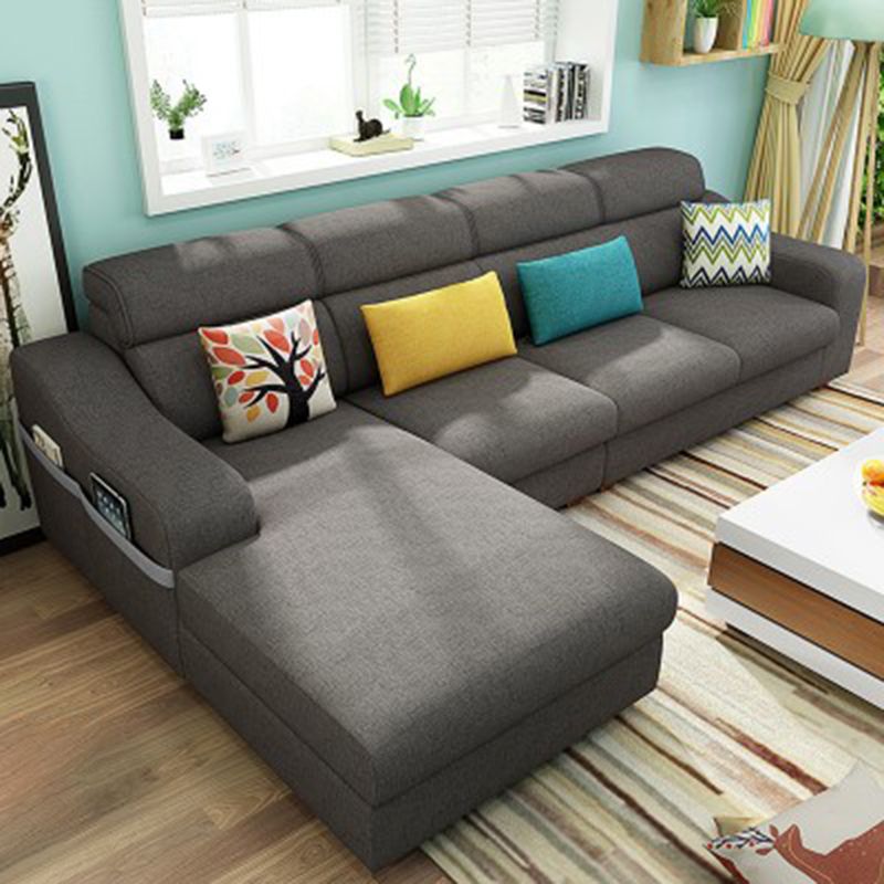 Sloped Arms Sofa Modular L-Shape Furniture Sectionals with Storage