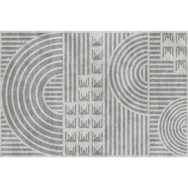 Creative Modernist Rug Polyester Geometric and Stripe Pattern Rug Washable Pet Friendly Non-Slip Carpet for Living Room