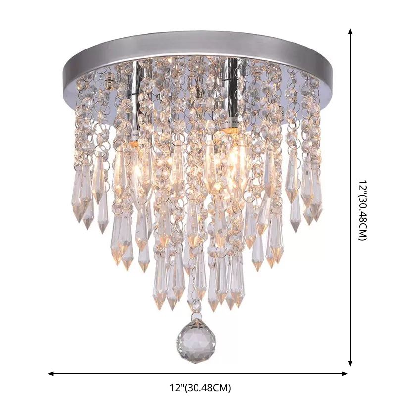 Droplets Living Room Flushmount Ceiling Fixture Crystal Modern Flush Mount Ceiling Light in Chrome