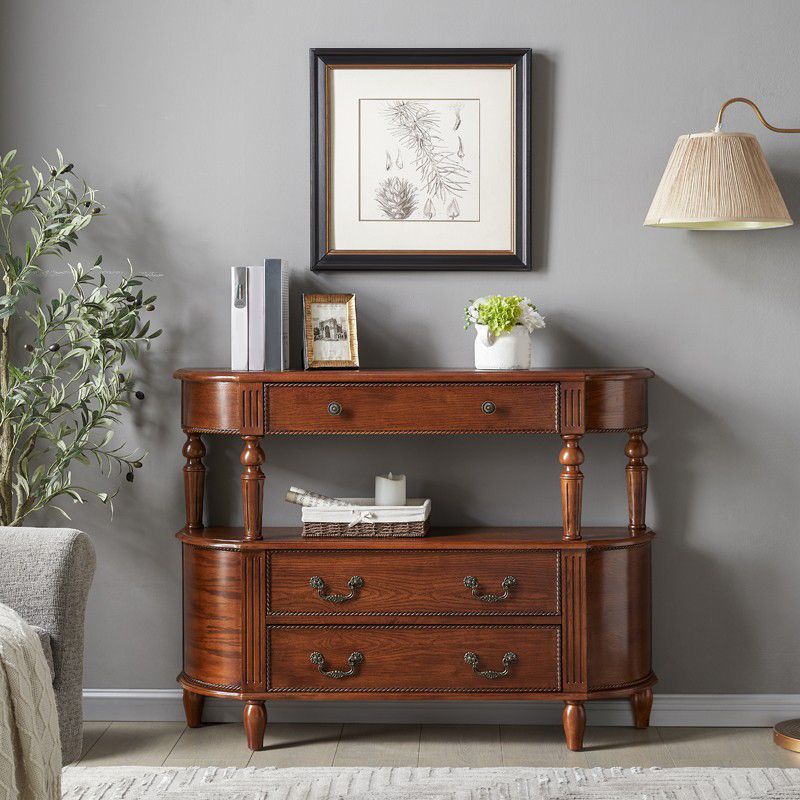 Mid-Century Modern Wood Accent Table Half Moon Console Sofa Table for Hall