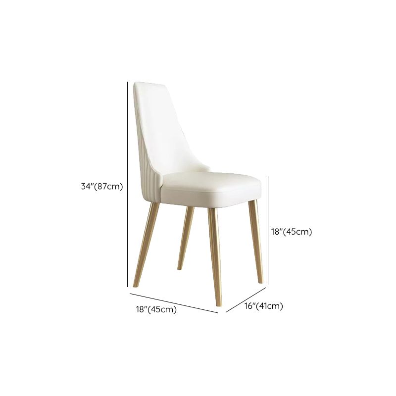 Glam Style Parsons Side Chair Leather White Indoor Dining Chair