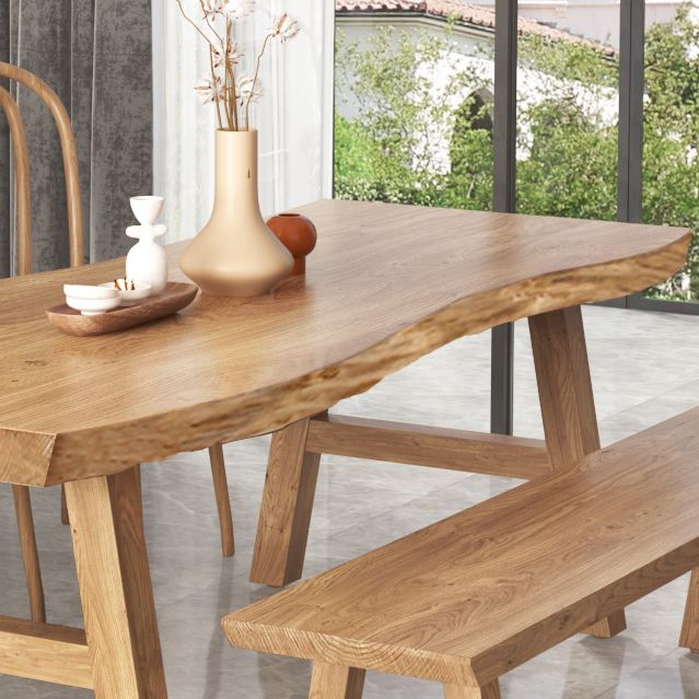 Rectangle Wood Color Dining Table Solid Wood Table Modern Style with 4 Legs