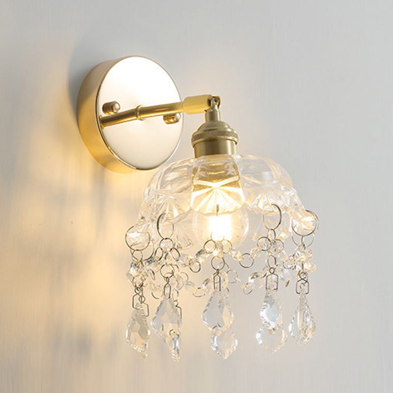 Postmodern Minimalist Golden Wall Light Sconce with Crystal for Washroom