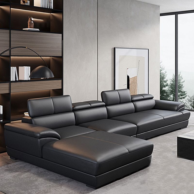 Black Contemporary Cushion Back Sofa/Sectional for Living Room