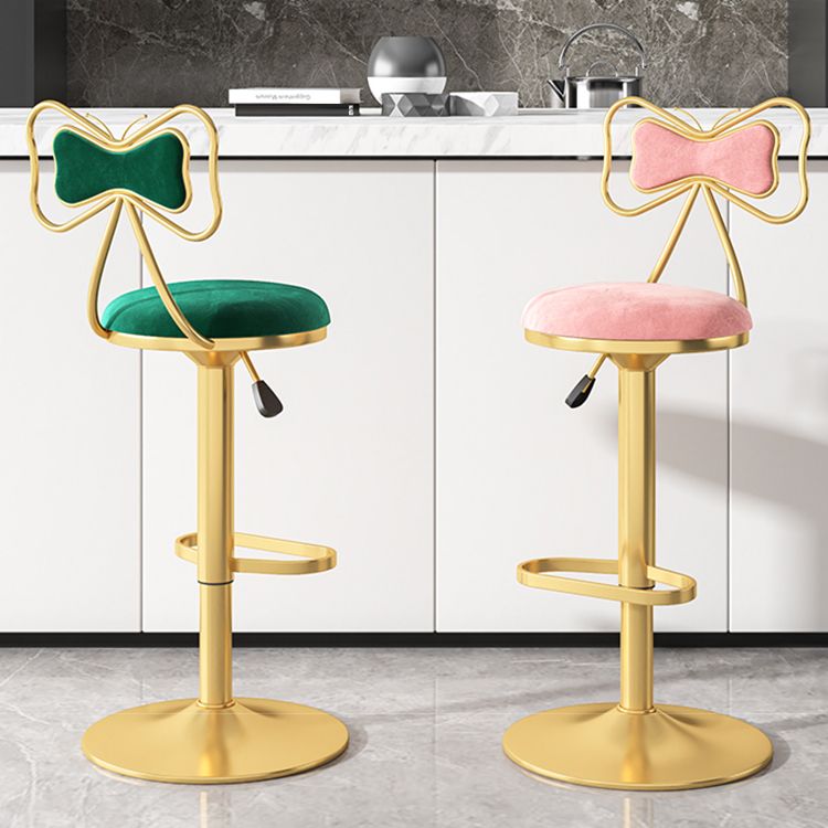Glam Rotatable Backrest Counter Stool Steel Kitchen Bar Stool with Cushion and Pedal