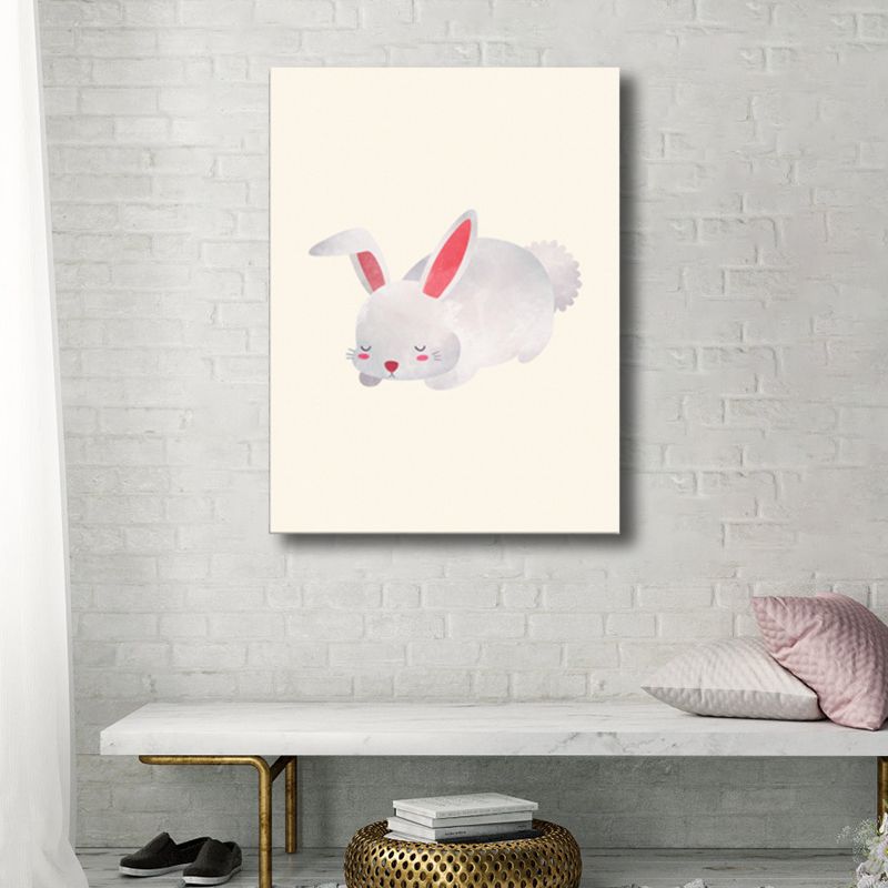 Illustrationsdruck, kleines Tier, Leinwand, helle Farbe, Kinder-Kunst-Wanddekoration für Wohnzimmer
