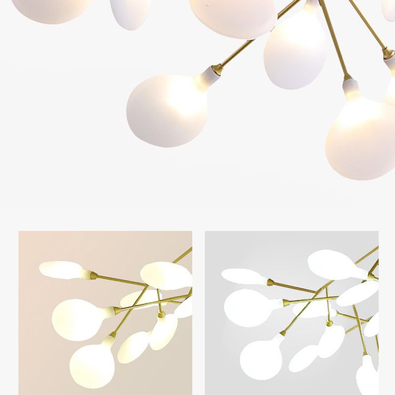 Gold Firefly Pendant Light in Modern Creative Style Wrought Iron Hanging Lamp with Acrylic Shade