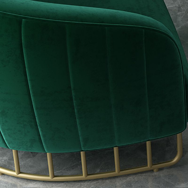 Velvet Barrel Accent Chair 29.52" Wide Arms Included Chair with Golden Iron Legs