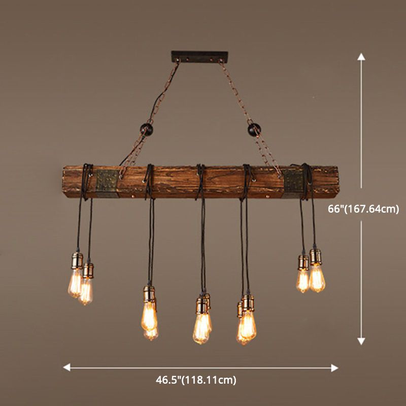 Lampadina nuda grande cucina a ciondolo luci a ciondolo in legno in stile industriale Isola luce per caffetteria