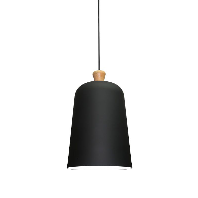 Pink/Grey/Black Bell Pendant Lamp Modern Style 1 Bulb Aluminum Ceiling Lighting for Dining Room