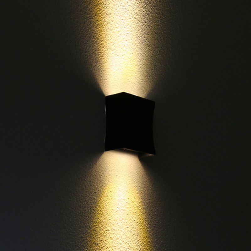 Modern Style Rectangular Wall Sconce Lighting Metal 2 Lights Wall Washer Sconce in Black