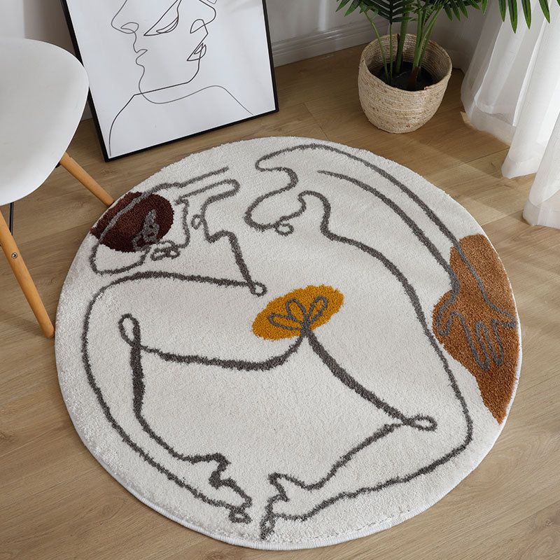 Brown Color Block Carpet Polyester Modern Carpet Washable Carpet for Home Decor