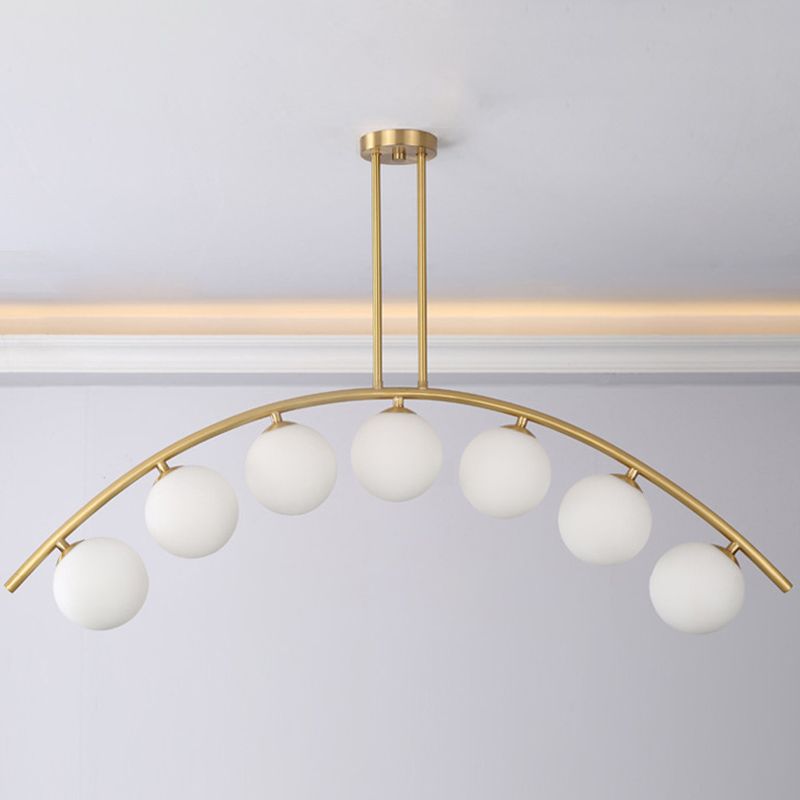 Modern Style Global Shape Island Lights Glass 3/7/9 Lights Pendant Light in Gold