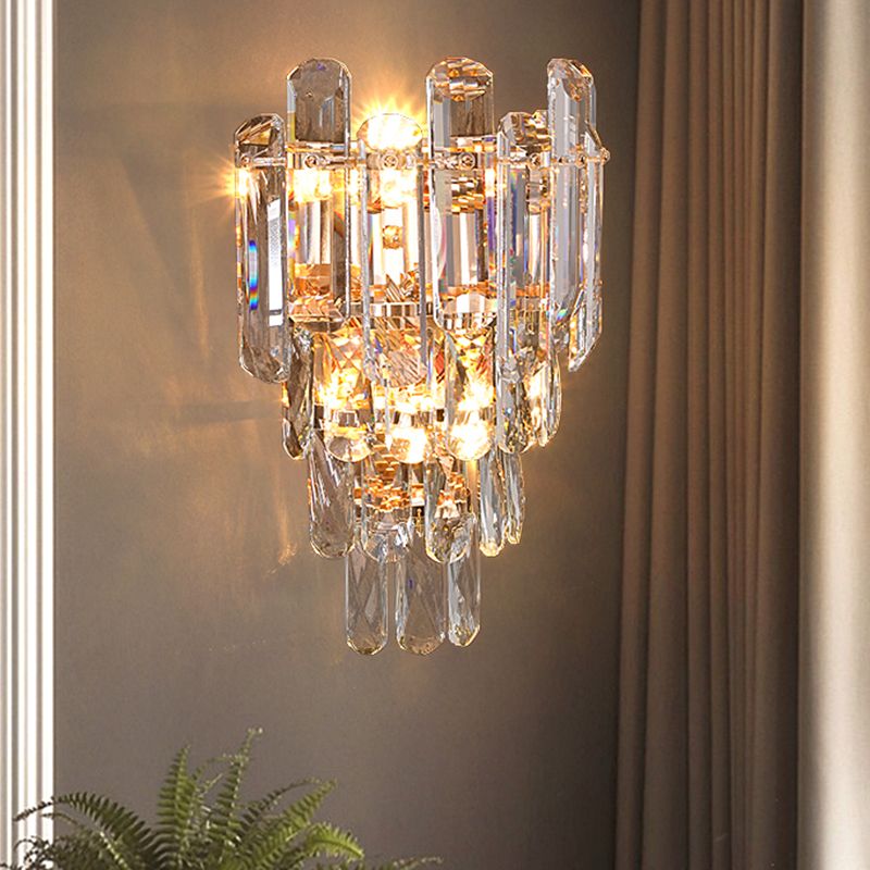 Geometric Shape Crystal Wall Sconces Modern 2-Lights Wall Mount Light Fixture