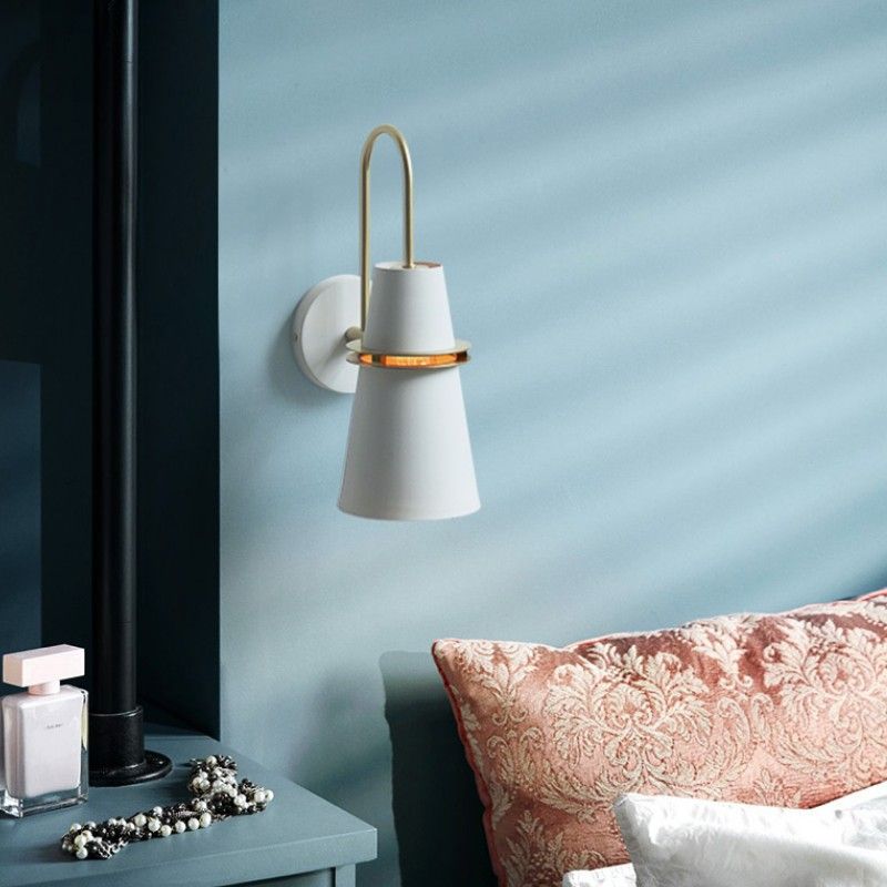 Modern Style Tapered Shape Wall Sconce Metal 1 Light Sconces for Bedroom