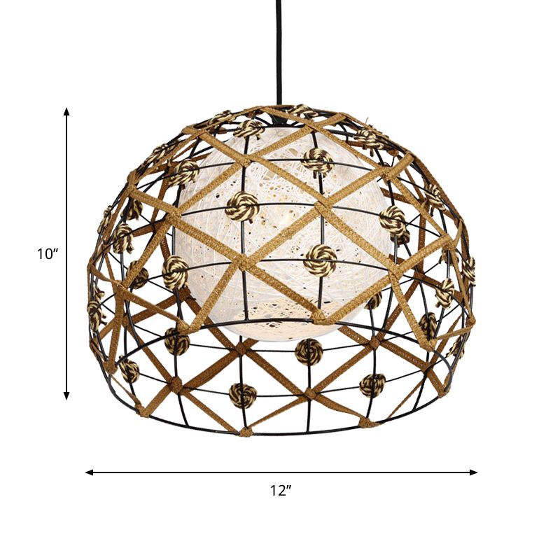 1 Bulb Tearoom Ceiling Light Asian Wood Pendant Light Fixture with Oval/Semicircle/House Bamboo Shade
