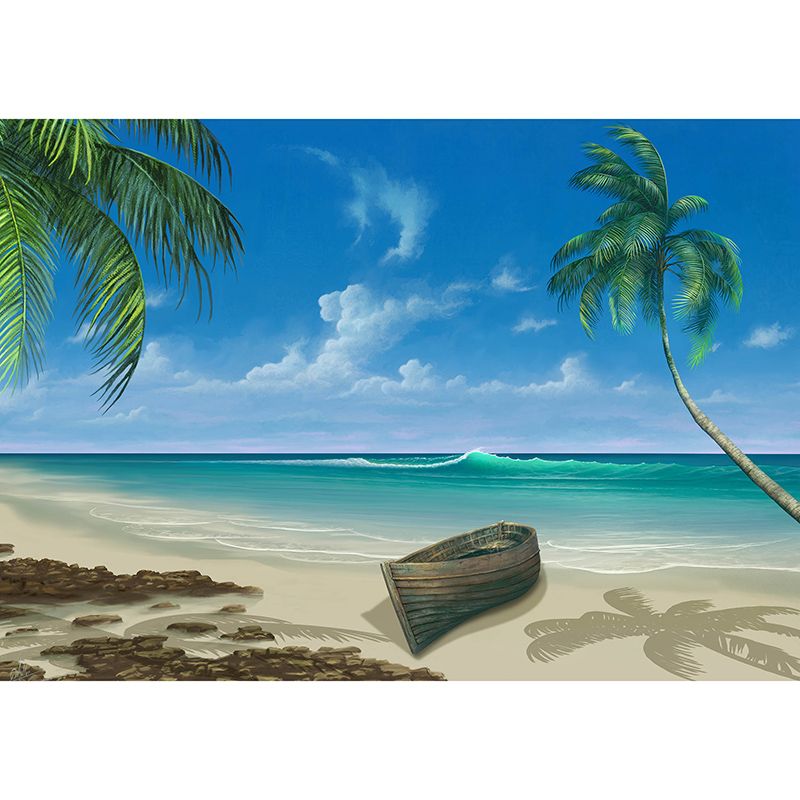 Washable Illustration Mural Wallpaper Tropical Scenery Indoor Wall Mural