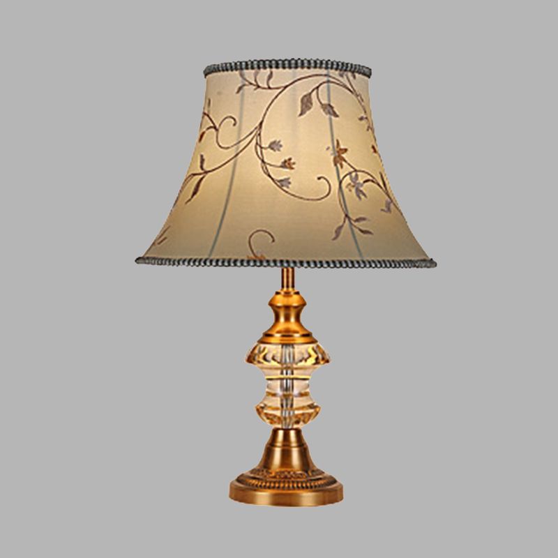 Lámpara nocturna de cristal minimalismo 1 luz de dormitorio ligero luz nocturna en beige con base