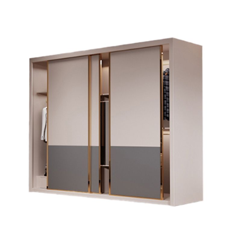 Engineered Wood Wardrobe Armoire Modern Style Wardrobe with Mirror