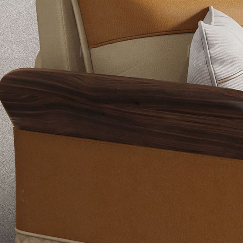 Contemporary Bonded Leather Sleeper Sofa with Pillow Back and Flared Arms