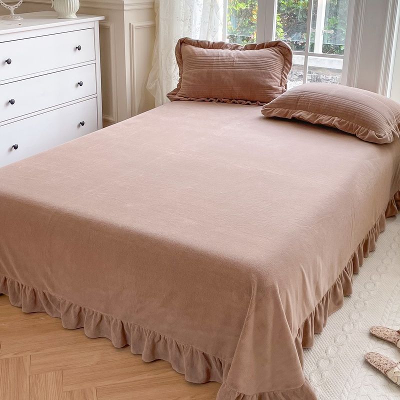 Super Soft Bed Sheet Set Solid Flannel Fitted Sheet for Bedroom