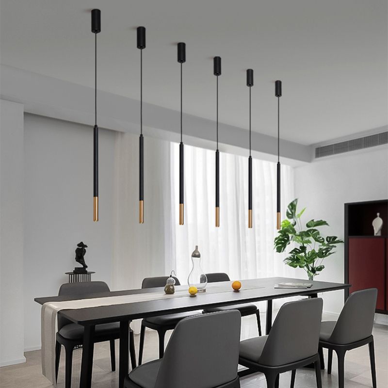 Cylinder Shape Metal Hanging Ceiling Light Modern Style 1 Light Pendant Light