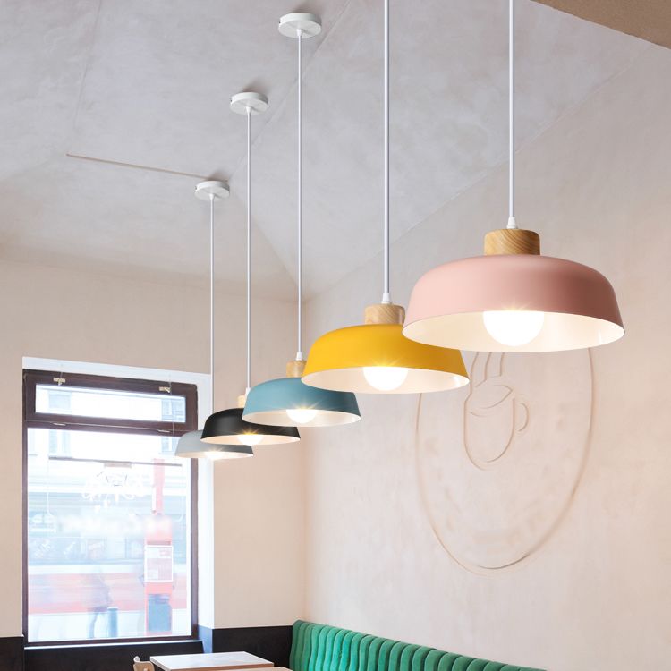 Bowl Shape Hanging Lighting Modern Style Metal 1 Light Hanging Lamp for Bedroom