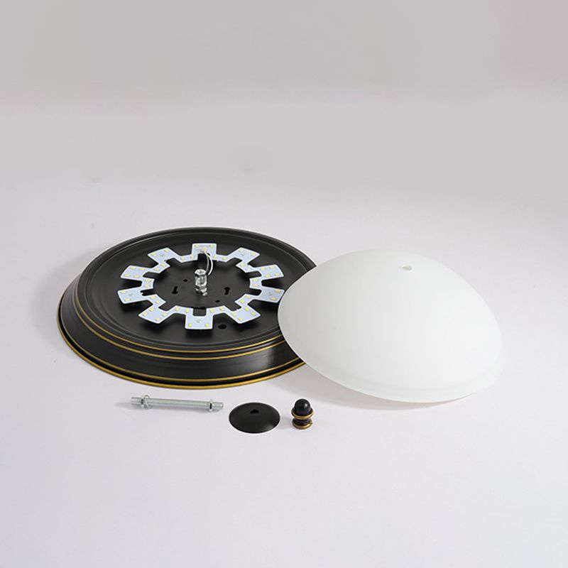 American Style Ceiling Light Wrought Iron Glass Lampombre 1 Light Round Shape Ceiling Lamp for Bedroom